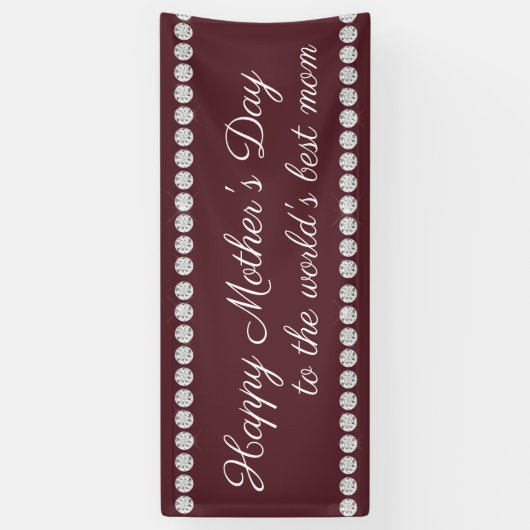 Happy Moederdag Burgundy Diamonds Spandoek (Verticaal)