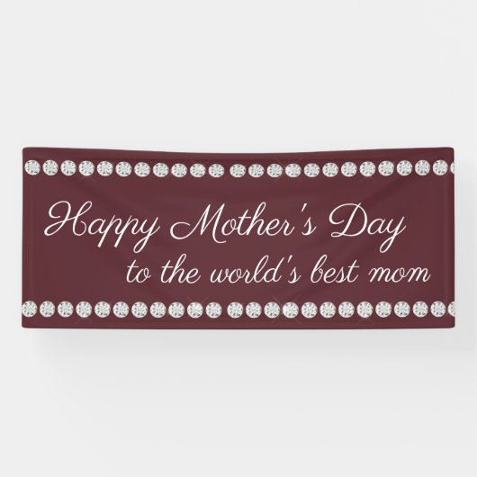 Happy Moederdag Burgundy Diamonds Spandoek (Horizontaal)