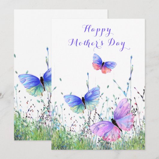 Happy Moederdag - Butterflies Flying Spring Joy (Voorkant / Achterkant)