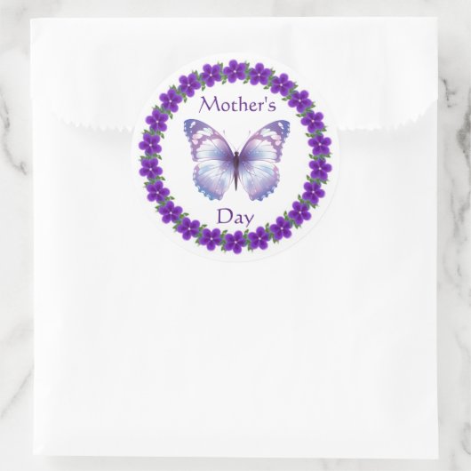 Happy Moederdag Butterfly Ronde Sticker (Tas)