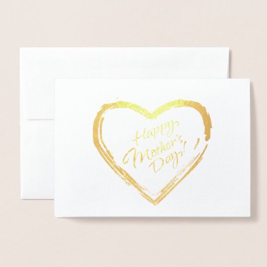 Happy Moederdag Calligraphy Text, Gold hart Folie Kaarten (Voorkant met envelop)