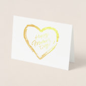 Happy Moederdag Calligraphy Text, Gold hart Folie Kaarten (Voorkant)