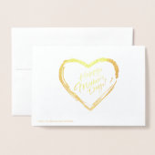 Happy Moederdag Calligraphy Text, Gold hart Folie Kaarten (Met envelop)