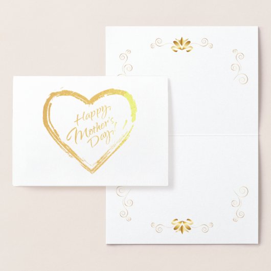 Happy Moederdag Calligraphy Text, Gold hart Folie Kaarten (Display)