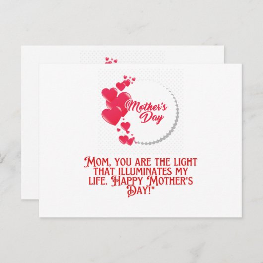 Happy Moederdag Card Feestdagenkaart (Voorkant / Achterkant)