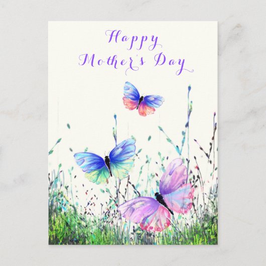 Happy Moederdag Card Spring Butterflies Briefkaart (Voorkant)