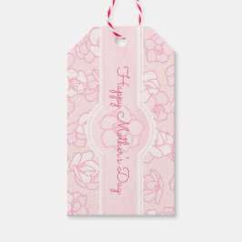 Happy Moederdag Cherry Blossom op roze Cadeaulabel