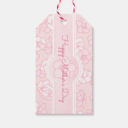Happy Moederdag Cherry Blossom op roze Cadeaulabel (Voorkant)