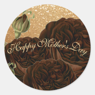 Happy Moederdag Chocolate Roos Ronde Sticker