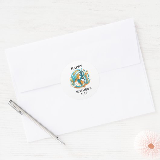 Happy Moederdag Classic  Round Sticker (Envelop)