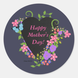 Happy Moederdag Classic Round Sticker, glossy Ronde Sticker