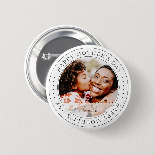 Happy Moederdag Classic Simple Photo Ronde Button 5,7 Cm (Voorkant /achterkant)