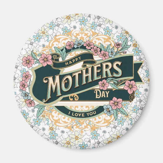 Happy Moederdag Colorful Floral Flowers Magneet (Voorkant)