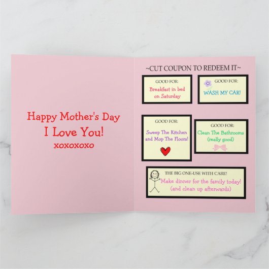 Happy-Moederdag-coupons voor aflossing- Kaart (Binnen)