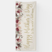 Happy Moederdag Cream Gold Script Burgundy Spandoek (Verticaal)