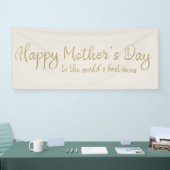 Happy Moederdag Cream Gold-script Spandoek (Beurs)