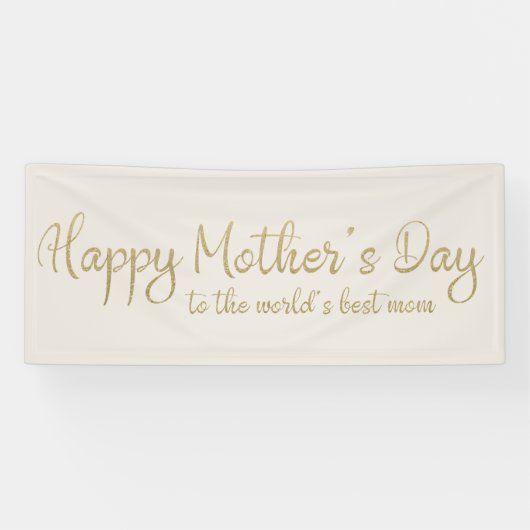 Happy Moederdag Cream Gold-script Spandoek (Horizontaal)