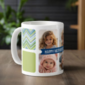 Happy Moederdag Custom 4 Photo Collage Chevrons Koffiemok