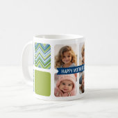 Happy Moederdag Custom 4 Photo Collage Chevrons Koffiemok (Voorkant links)