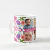 Happy Moederdag Custom 4 Photo Collage Flowers Koffiemok (Voorkant links)