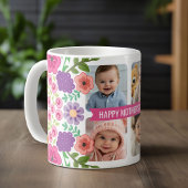 Happy Moederdag Custom 4 Photo Collage Flowers Koffiemok