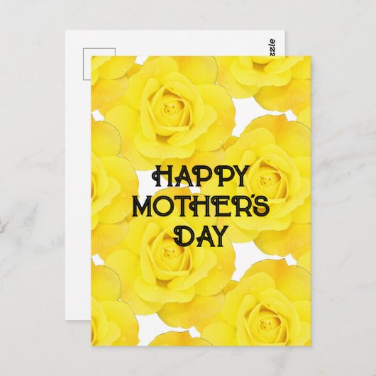 Happy Moederdag Custom Bericht Geel Bloemen Briefkaart (Voorkant / Achterkant)