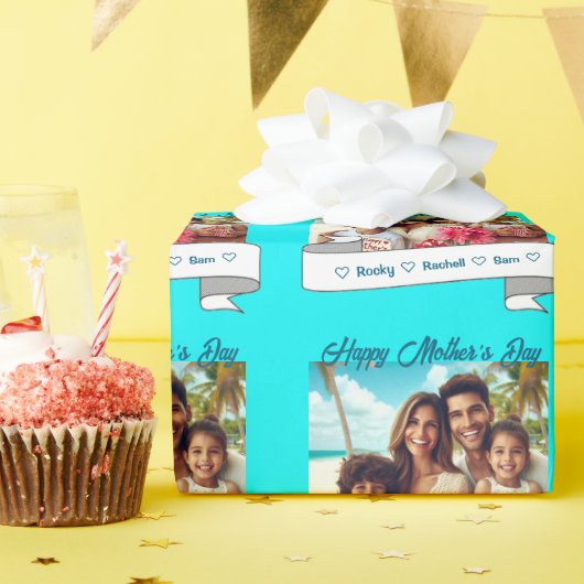 Happy Moederdag Custom Family Foto Cadeaupapier (Verjaardagsfeest)
