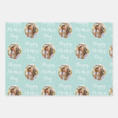 Happy Moederdag Custom Foto Mint Groen 3 Inpakpapier Vel (Voorkant)