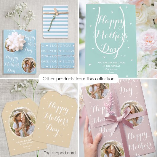 Happy Moederdag Custom Foto Mint Groen 3 Inpakpapier Vel