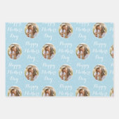 Happy Moederdag Custom Foto Pastel Blauw 3 Inpakpapier Vel (Voorkant)