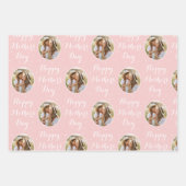 Happy Moederdag Custom Foto Pastel Roze 3 Inpakpapier Vel (Voorkant)
