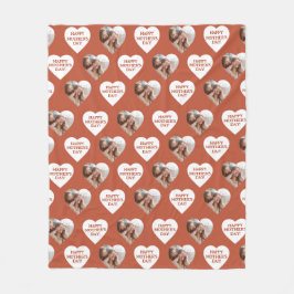 Happy Moederdag Custom hartvormige foto rood Fleece Deken