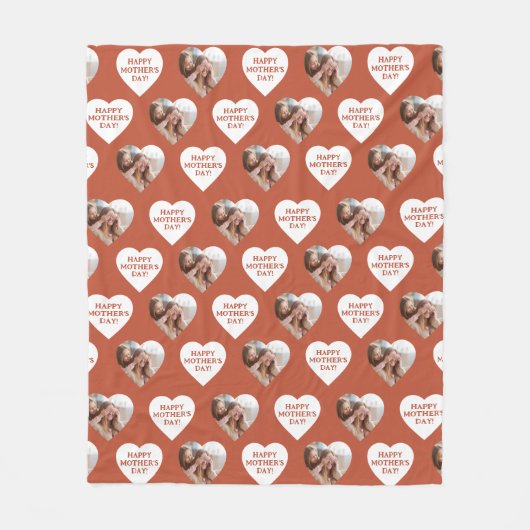 Happy Moederdag Custom hartvormige foto rood Fleece Deken (Voorkant)