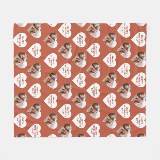 Happy Moederdag Custom hartvormige foto rood Fleece Deken (Voorkant (Horizontaal))