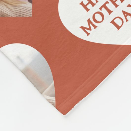Happy Moederdag Custom hartvormige foto rood Fleece Deken (Hoek)