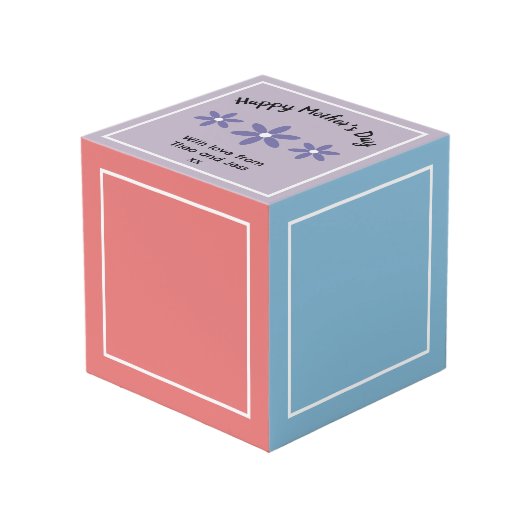 Happy Moederdag Custom Multi Foto Gepersonaliseerd Kubus (Voorkant hoekig)