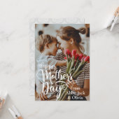 Happy Moederdag Custom Photo and Text Kaart (Voorkant / Achterkant in situ)