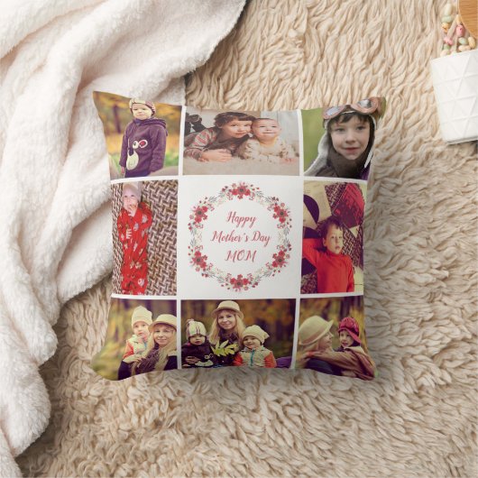 Happy Moederdag Custom Photo Collage Pillow Kussen (Deken)