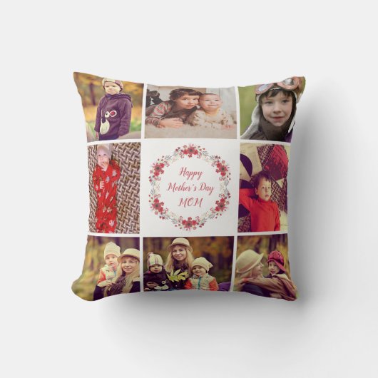 Happy Moederdag Custom Photo Collage Pillow Kussen (Voorkant)