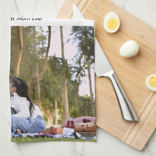 Happy Moederdag Custom Photo Poster voor mam Theedoek (Quarter Fold)