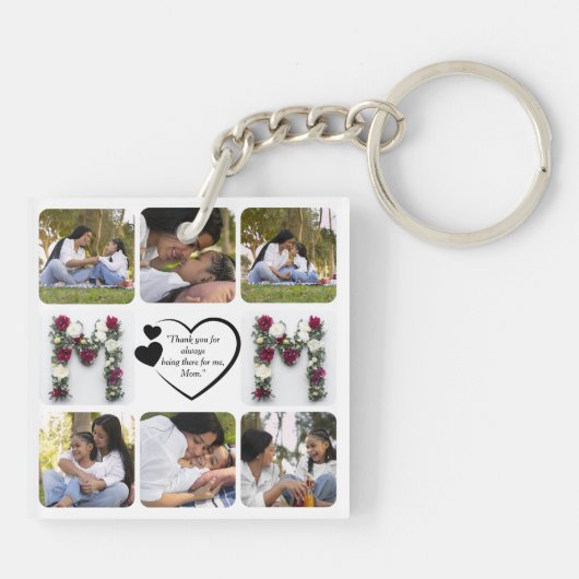 Happy Moederdag Custom Photo Sleutelhanger (Achterkant)