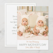 Happy Moederdag Custom Photo Twins Holiday Kaart (Voorkant / Achterkant)