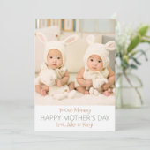Happy Moederdag Custom Photo Twins Holiday Kaart (Staand voorkant)