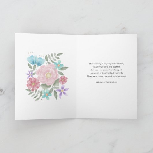 Happy Moederdag Custom Photo Waterverf Flowers Kaart (Binnen)