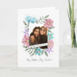 Happy Moederdag Custom Photo Waterverf Flowers Kaart