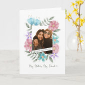 Happy Moederdag Custom Photo Waterverf Flowers Kaart (Gele Bloem)