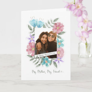 Happy Moederdag Custom Photo Waterverf Flowers Kaart