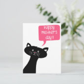 Happy Moederdag - Cute Black Cat Briefkaart (Staand voorkant)