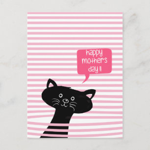 Happy Moederdag Cute Black Cat Briefkaart
