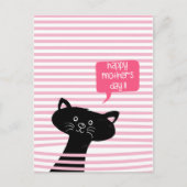 Happy Moederdag Cute Black Cat Briefkaart (Voorkant)
